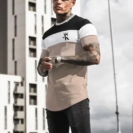 Men's T Shirts Summer Fashion K Print Color Matching Casual Slim Fitting Short Sleeved T-shirt Outdoor Sports Running Top