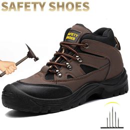 Waterproof Work Boots Mens Indestructible Safety Shoes With Steel Toe Cap PunctureProof Male Security Protective 240510