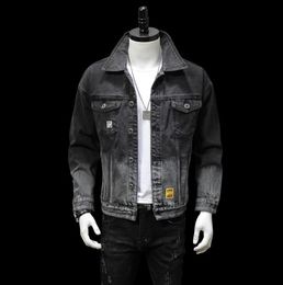 Autumn Mens Denim Jacket Men Trendy Casual Windbreaker Denim Jacket Male Bomber Black Gray Cowboy Jeans Jackets Clothing M5XL7148105