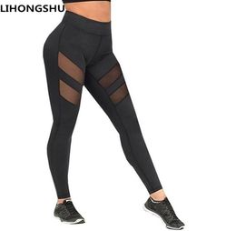 factory outlet 2017 Athleisure leggings for women mesh splice fitness leggins slim black legging pants plus size 7442290