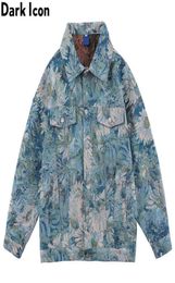 Dark Floral Jacquard Denim Jackets Men Women Oversized Men's Jean Jacket Couple Clothing H12243542409