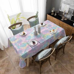 Table Cloth Tie Dyeing Ethnic Style Abstract Art Watercolor Washable Tablecloth For Wedding Banquet Decor Luxuriou Cover