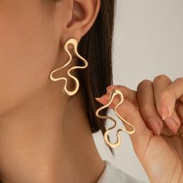 Minimalism Hollow Irregular Waterdrop Stud Earrings for Women Creative Goth Geometric Piercing Earrings Y2K Accessories