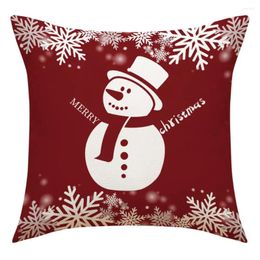 Pillow Printed Case Festive Christmas Covers Elk Snowman Print Decor