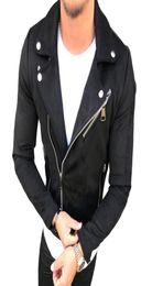 Fashion Mens Suede Leather Jackets Coats Lapel Zipper Slim Biker Jacket Pokets Oversize Zipper Streetwear Male Hip Hop Outwear69816305346