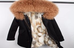 2018 New Winter Jacket Women Coat Mongolia Sheep Fur Collar Hood Rabbit Fur Liner Detachable 3 in 18693491