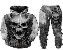 men039s Tracksuits Cool 3D Skull Print Men039s Hoodies Sweatshirts Suits Fashion Tracksuit Autumn And Winter Zipper Hoodie P5820459573511