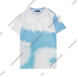 2021 Europe mens letter Print tshirts luxury womens Solid Colour Blue Sky White clouds print t shirts Casaul Designer TShirt9000988
