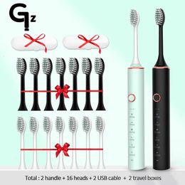 Sonic Electric Toothbrush ipx7 Adult Timer Brush 18 Mode USB Charger Rechargeable Tooth Brushes Replacement Heads Set 240511