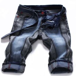Mcikkny Fashion Mens Straight Denim Shorts Slim Fit Packwork Jeans Shorts для мужской прямой уличной одежды 240507