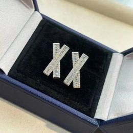 Stud Earrings 2024 Trend High Quality Brand Anniversary Gifts For Women Exquisite Luxury Party Jewellery Cross Pure 925 Sliver