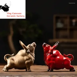 Tea Pets Cattle Purple Sand Pet Small Ornaments Boutique Twist Qiankun Cool Pen Rest Ceremony Table Decoration KungFu Set