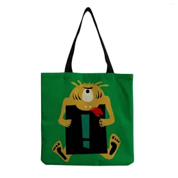 Bag Cute Cartoon Print Book Bags For Girls Custom Pattern Foldable Storage Women 2024 Bright Colours Casual Style Shopper