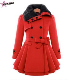 2019 New Women Oversized Swing Double Breasted Pea Coat Buttons Wool MidLong Trench Coat with Belt Winter Women Jackets3064570