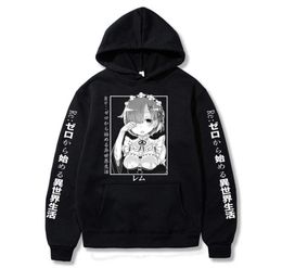 Re Zero Hoodie Hooded Pullover Anime Starting Life in Another World Rem and Ram Japanese Anime Long Sleeve Sweatshirts Hoodies X065764741