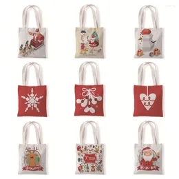 Storage Bags Santa Claus Large Capacity Canvas Girl Shoulder Hand Bucket Bag Basket Merry Christmas Snowman For Women Casual Tote Purses