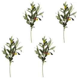 Decorative Flowers Flower Arrangement Decor Fake Branches Stems Olive For Vases Realistic Desktop Artificial