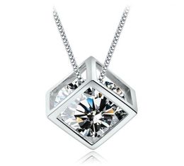 925 sterling silver items jewelry wedding necklaces vintage crystal jewelry square cube diamond pendant statement necklaces323h3654770