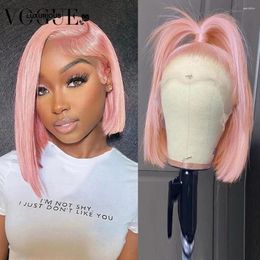 13x4 Lace Frontal Light Pink Women Wig Preplucked 4x4 Closure Short Bob Glueless Wigs Ready To Wear Brazilian Virgin Human Hair