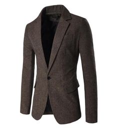 Men039s Blazer Jacket Herringbone Sport Coat Smart Formal Dinner Cotton Suits Slim Fit One Button Notch Lapel Casual Coat Coffe7171958