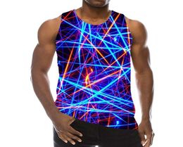 Blue Lines Tank Top For Men 3D Print Psychedelic Sleeveless Pattern Graphic Vest Streetwear Novelty Hip Hop Tees 2204255147390