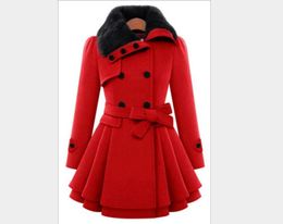 Nuovo Slim Long Wooli Collaio per pellicce a doppio petto di lana a doppio cappotto di lana europeo American Women039s Lana miscele 7363931