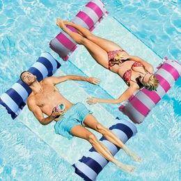 Sand Play Water Fun Adult inflatable floating hammock floaters are perfect for pool side lounges bed folding stripes parties Q0517