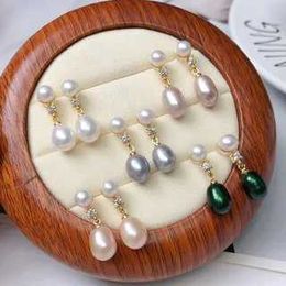 Stud Freshwater Pearl White Pink Grey Drop Earrings 7-9mm FPPJ Wholesale Beads Q240517