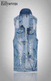 New 2021 Sleeveless Jacket Oversize 6xl Blue Black Men Cowboy Denim Vest Mens Jeans Waistcoat5307159