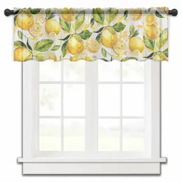 Curtain Lemon Leaf Watercolour Hand Drawn Kitchen Sheer Curtains Tulle Short Bedroom Living Room Voile Drapes Home Decor
