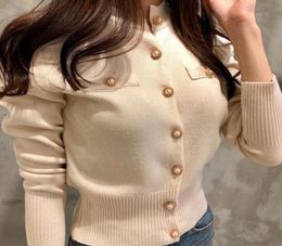 Women039s Knits White Cardigan Button Jacket 2021 Autumn Winter Fashion Elegant Ladies Wild Tops Black Sweaters Coat1060703