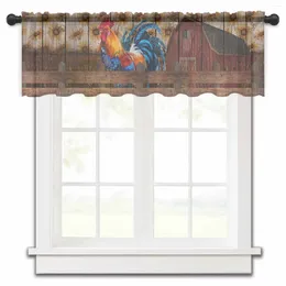 Curtain Rooster Sunflower Farm Kitchen Small Window Tulle Sheer Short Bedroom Living Room Home Decor Voile Drapes