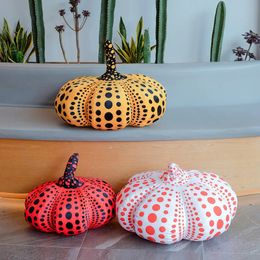 Wave Point Pumpkin Toy Yayoi Kusama the Same Pumpkin Throw Pillow Halloween Decor Doll Baby Kids Toys Home Sofa Decor Pillow 240516