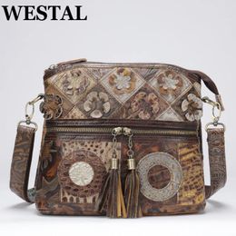 Evening Bags WESTAL Colourful Genuine Leather Crossbody For Women Retro Shoulder Bag Clutch Bolsas Ladies Phone Female Purse