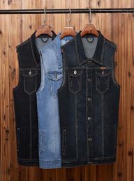 Men's Vests Big Guy Plus Size M-6XL 7xl 8xl Men Denim Vest Outerwear & Coats Turn-down Collar Male Tops For 10 Kg 3 Colors8467397