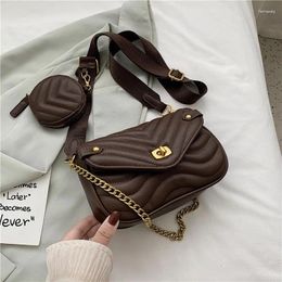 Shoulder Bags Small PU Leather Bag For Women 2024 Purse And Handbags Female Travel Crossbody Ladies Chain Sling 2 PCS/SET