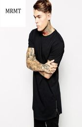 Mens Black Long T Shirt Zipper Hip Hop Longline Extra Length Tops Tee Tshirts For Men Tall Tshirt9434035