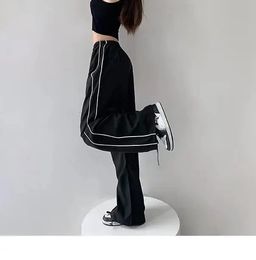 Y2K Womens Vintage Bag Pants Womens Drawstring Elastic Low Waist Umbrella Pants Loose Hippy Pants 240518