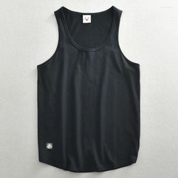 Men's Tank Tops Sleeveless Cotton Vest For Men Retro Solid Plain Summer Cool Loose T Shirts Youth Male Sport Casual Fit Tees