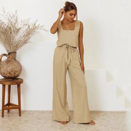 Work Dresses Fashion Sets For Women Spring And Autumn Cotton Linen Ladies Vest Sleeveless Trousers Loose Womens Suit