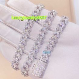 Wholesale Price 8mm Width One Row 925 Sterling Silver Vvs Moissanite Diamond Cuban Link Chain Necklace