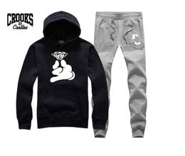 Crooks and Castles sweat suit Brand Clothing Men Tracksuits Long Sleeve Male SweatshirtsPants 2 Pieces Sets Hip Hop Homme Joggin6233528