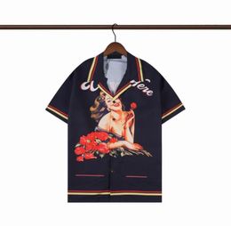 Fashion t shirt Hawaii Floral Letter Print Beach Shirts Men039s Designer Silk Bowling Shirt Casual Men Summer Short Sleeve Loos5518431