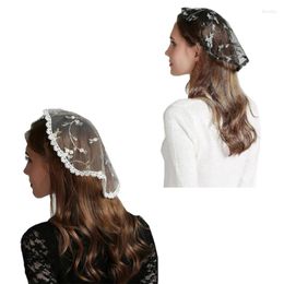 Scarves Catholic Chapel Head Covering Latin Mass Mantilla Floral Lace Embroidered Veil DXAA