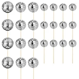 Party Supplies 24Pcs Disco Ball Cupcake Toppers Happy Birthday Cake Topper Picks Theme Decor For Durable