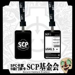 SCP Special Containment Procedures Foundation Credit Card Holder Set PVC Bus IC Case Pendant Necklace Keychain Cosplay Prop Gift 240516