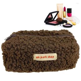 Storage Bags Fuzzy Makeup Bag Multifunctional Large Capacity Zipper Pouch Portable Soft Pencil Cute Brushes For