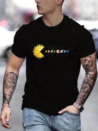 Men's T Shirts Solar System Planets Print Tees For Men Casual Quick Drying Breathable T-Shirt Short Sleeve Running Training