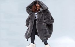 Women039s Fur Faux Women 2021 Casual Hoodies Furry Thick Warm Long Jacket Loose Winter Coat Casaco Feminino6636955