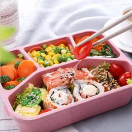 Dinnerware Lunch Box Reusable 4-Compartment Plastic Divided Storage Container Boxes 4pc Kitchen Accessories Cozinha Utensilios Home